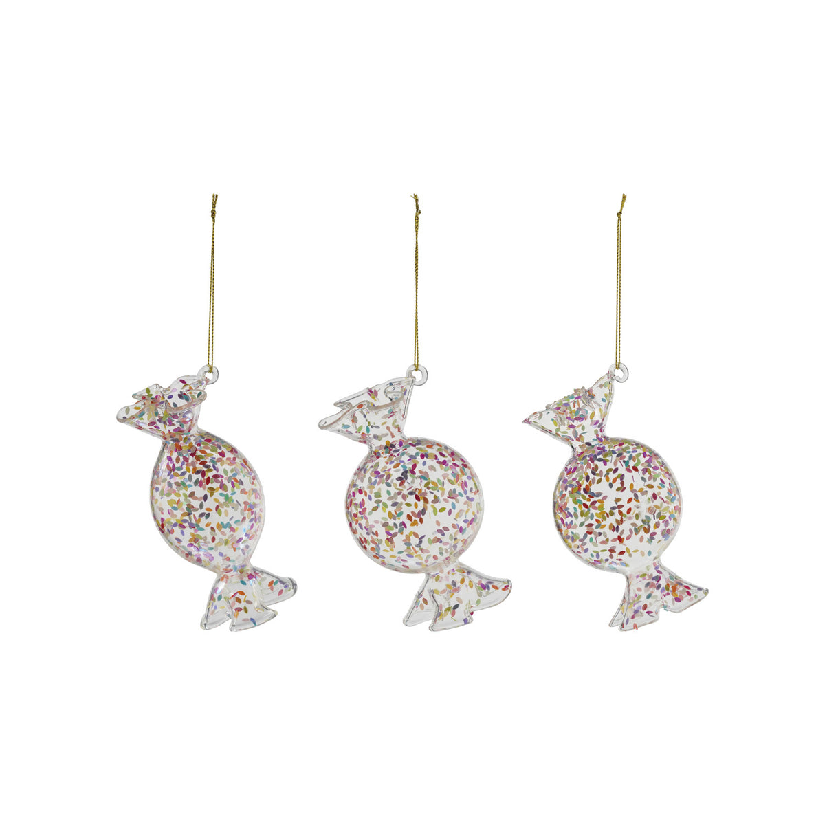 Glass Candy Ornament with Confetti, 3 Styles