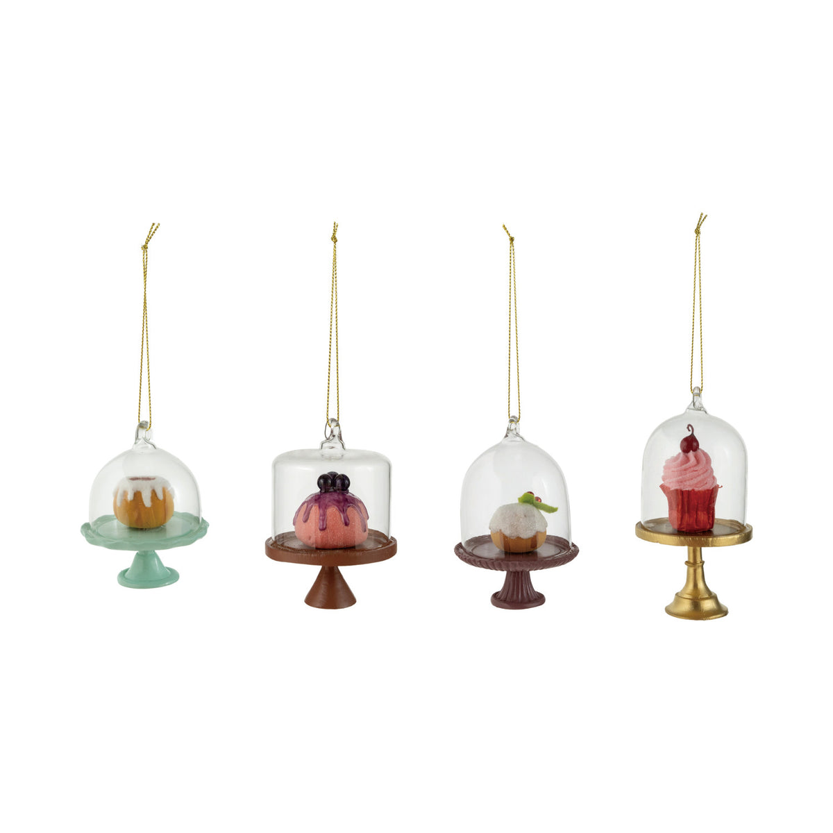 Resin Cake on Pedestal with Glass Cloche Ornament, 4 Styles