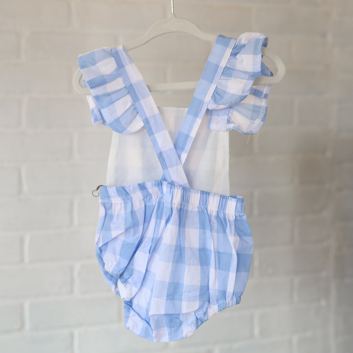 Blue Gingham Bubble Romper