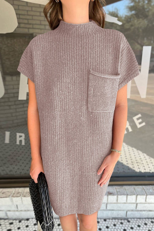 Sweet On Her Ribbed Knit Short Sleeve Sweater Dress