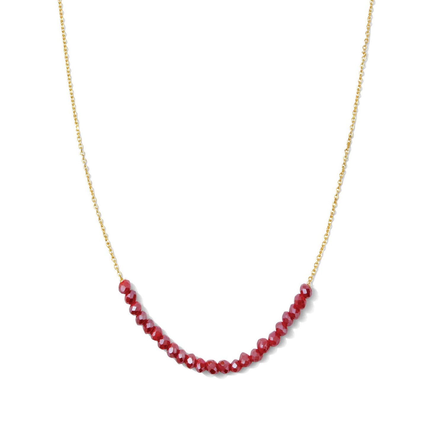 Splendid Iris - Delicate Crystal Accented Necklace: Cranberry