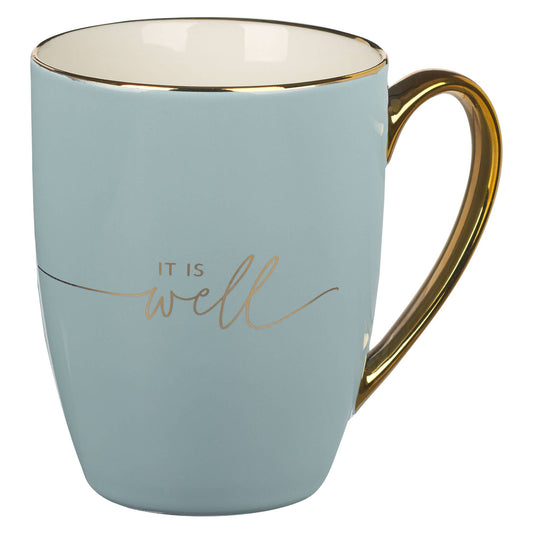 It Is Well With My Soul Blue and Gold Coffee Mug