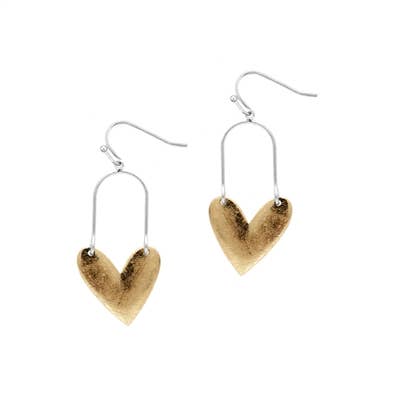 Winnie Worn Gold Heart and Silver Earrings