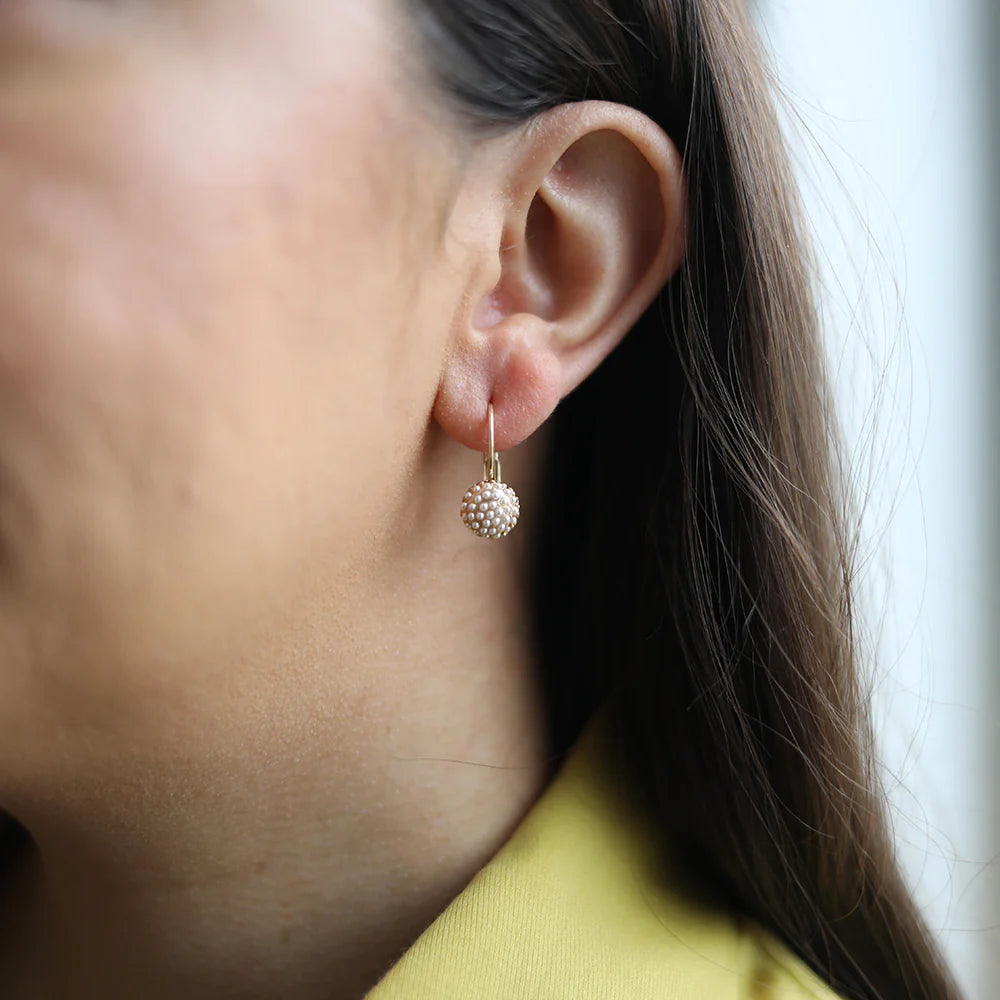 Tessa Pearl-Studded Drop Earrings in Ivory