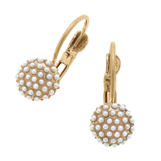 Tessa Pearl-Studded Drop Earrings in Ivory