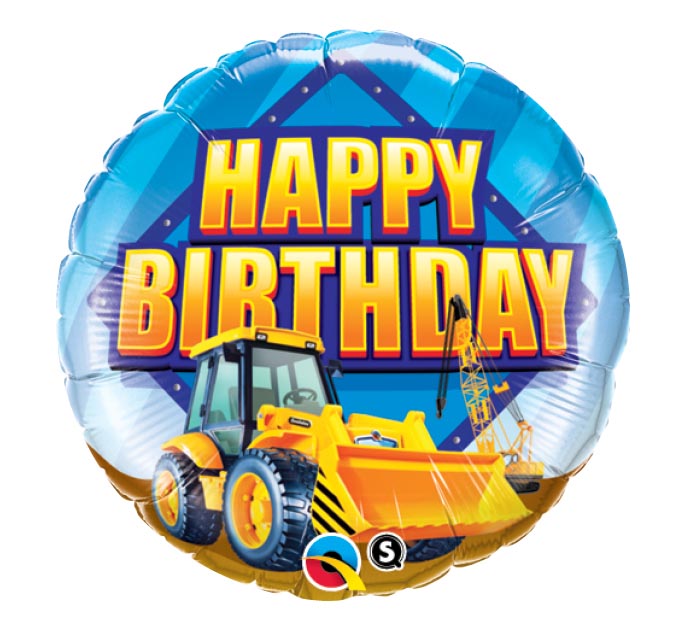 18" Happy Birthday Construction Suprafoil Foil Balloon