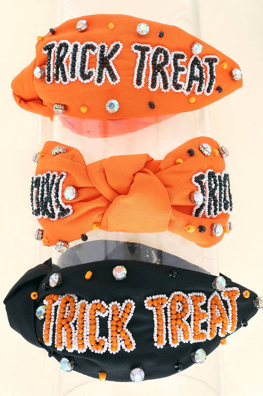 Trick Treat Halloween Headbands: Orange