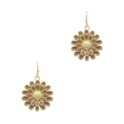 Phoebe Pink and Gold Enamel Flower Drop Earrings