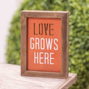 "Love Grows Here" Framed Cutout Sign