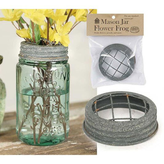 Mason Jar Flower Frog Lid Barn Roof