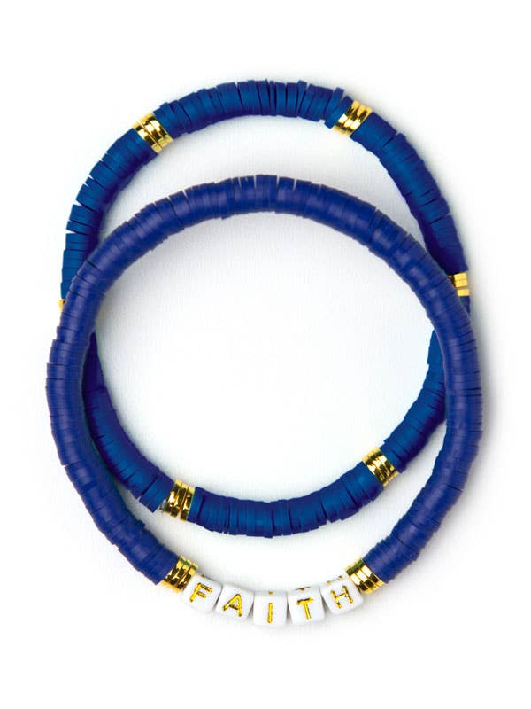 Blue Faith Stretch Bracelet Set