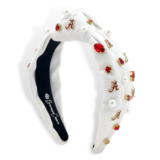 White University of Alabama Logo Headband   by Brianna Cannon