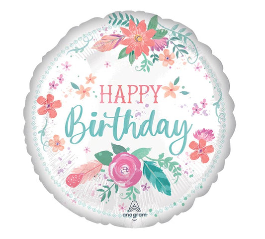 17" Happy Birthday Free Spirit Foil Balloon