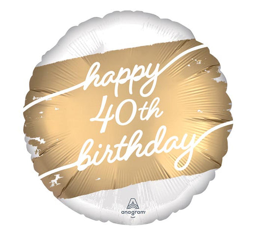 18" Golden 40th Birthday Foil Balloon