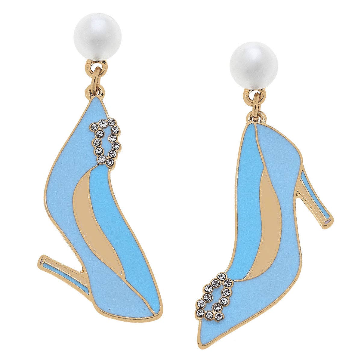 Carrie Enamel & Pave Wedding Pumps in Blue & White