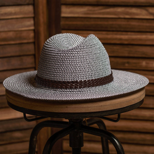 Two Tone Panama Summer Hat - Ivory and Black