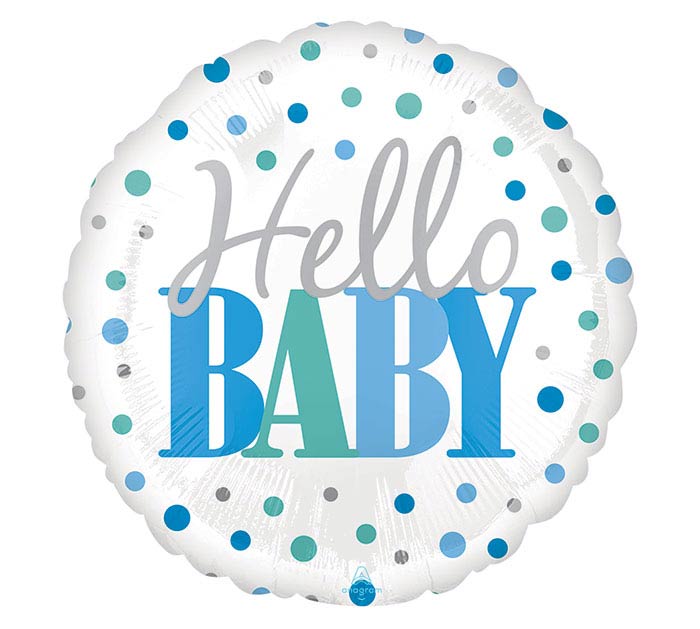 18" Hello Baby Blue Foil Balloon