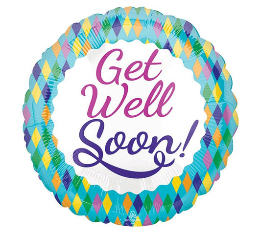 18" Get Well Soon Bright Diamond Foil Balloon