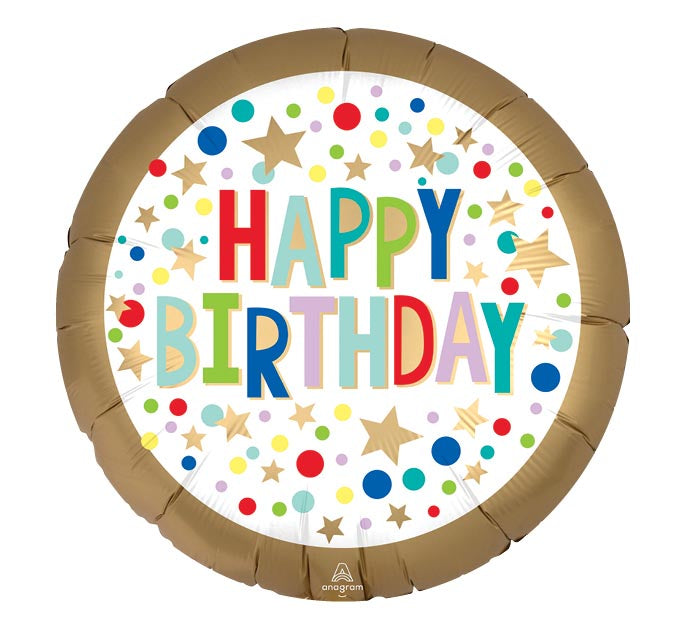 18" Happy Birthday Gold Foil Balloon