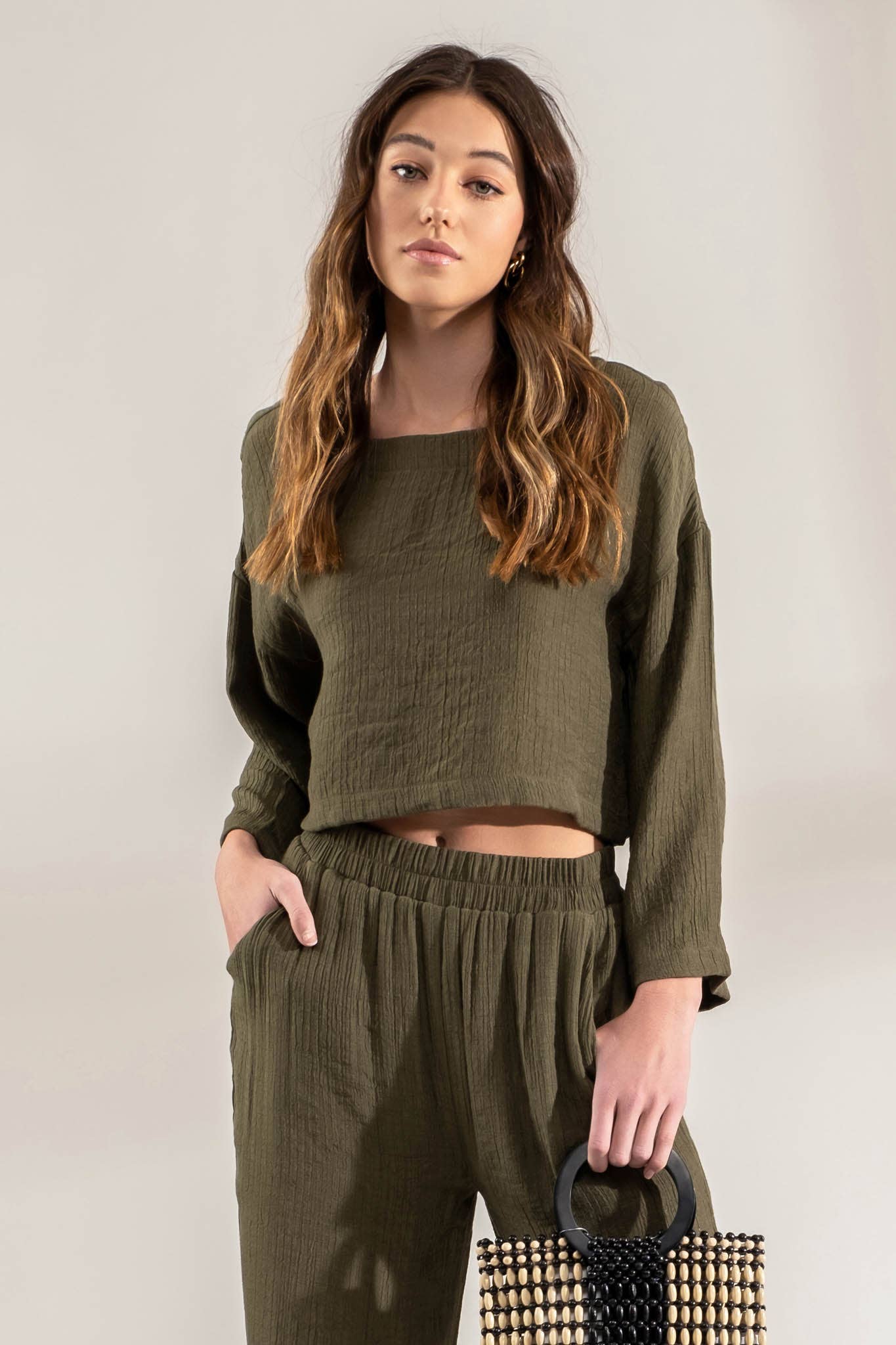 Aubree Extended Shoulder Top and Pants Set