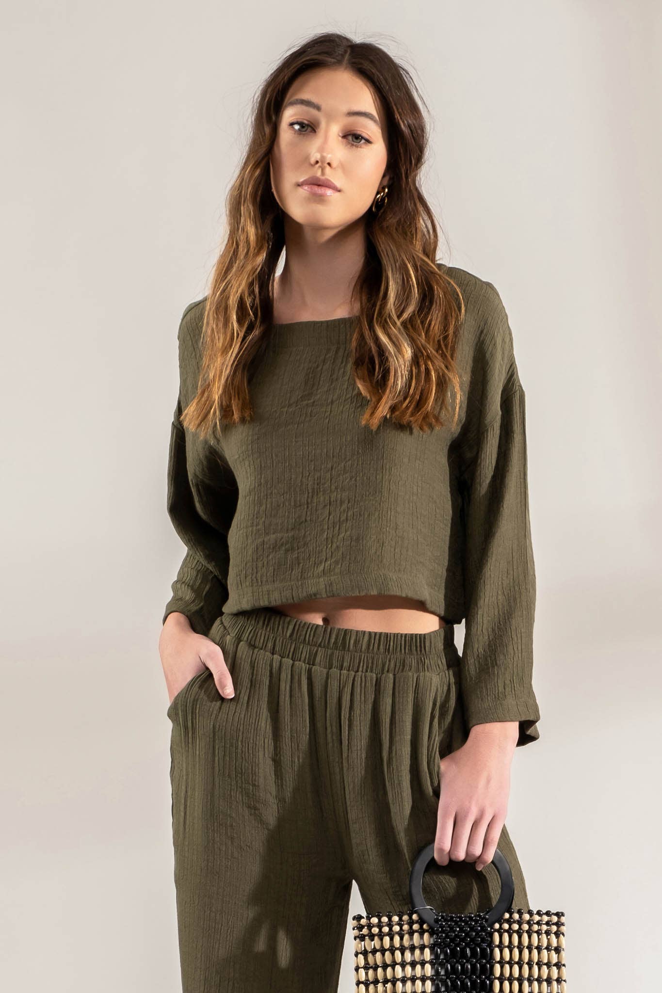 FINAL SALE Aubree Extended Shoulder Top and Pants Set