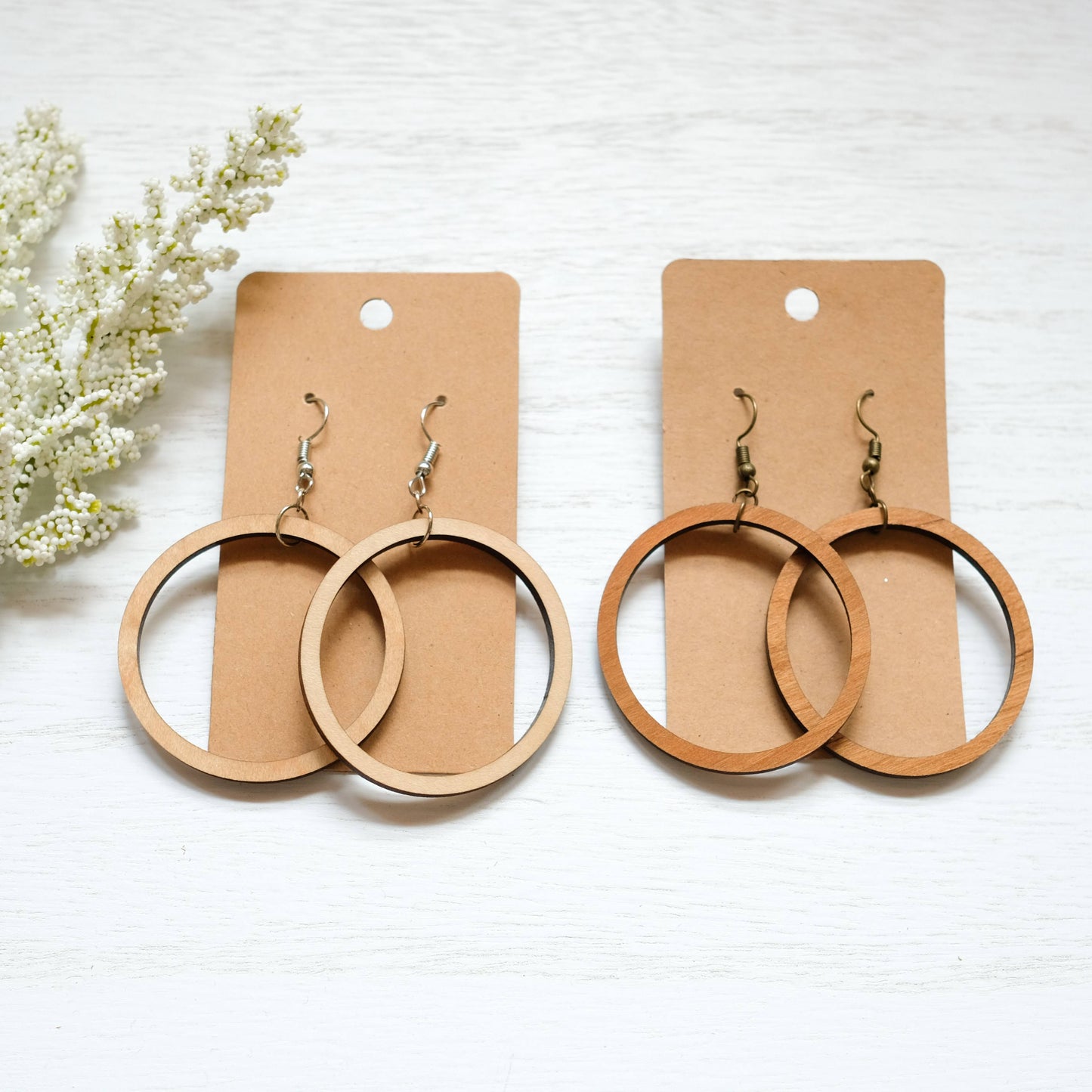 Wooden Cutout Circle Earrings - Shoppe3130