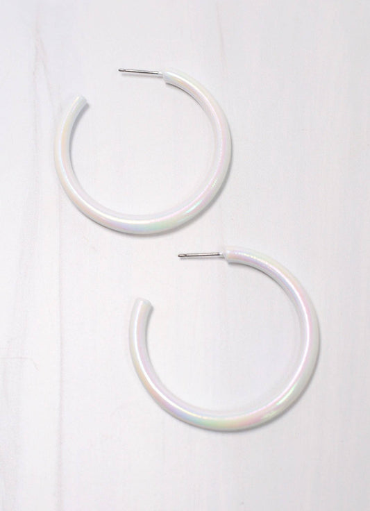 White Fitzgerald Opalescent Hoop Earring