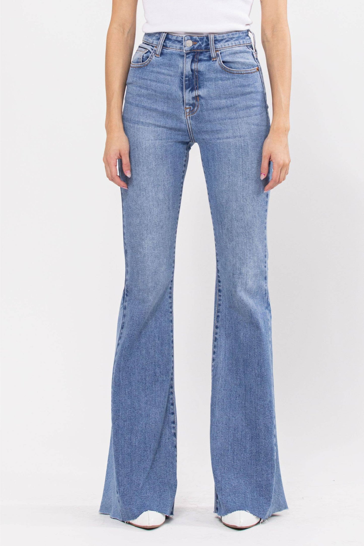 High Rise Side Insert Super Flare Cello Jeans