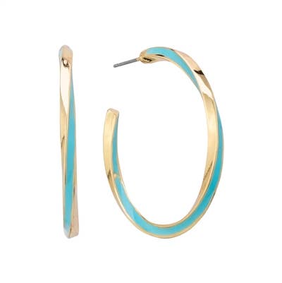 Becca Blue and Gold Twisted Hoop Earrings