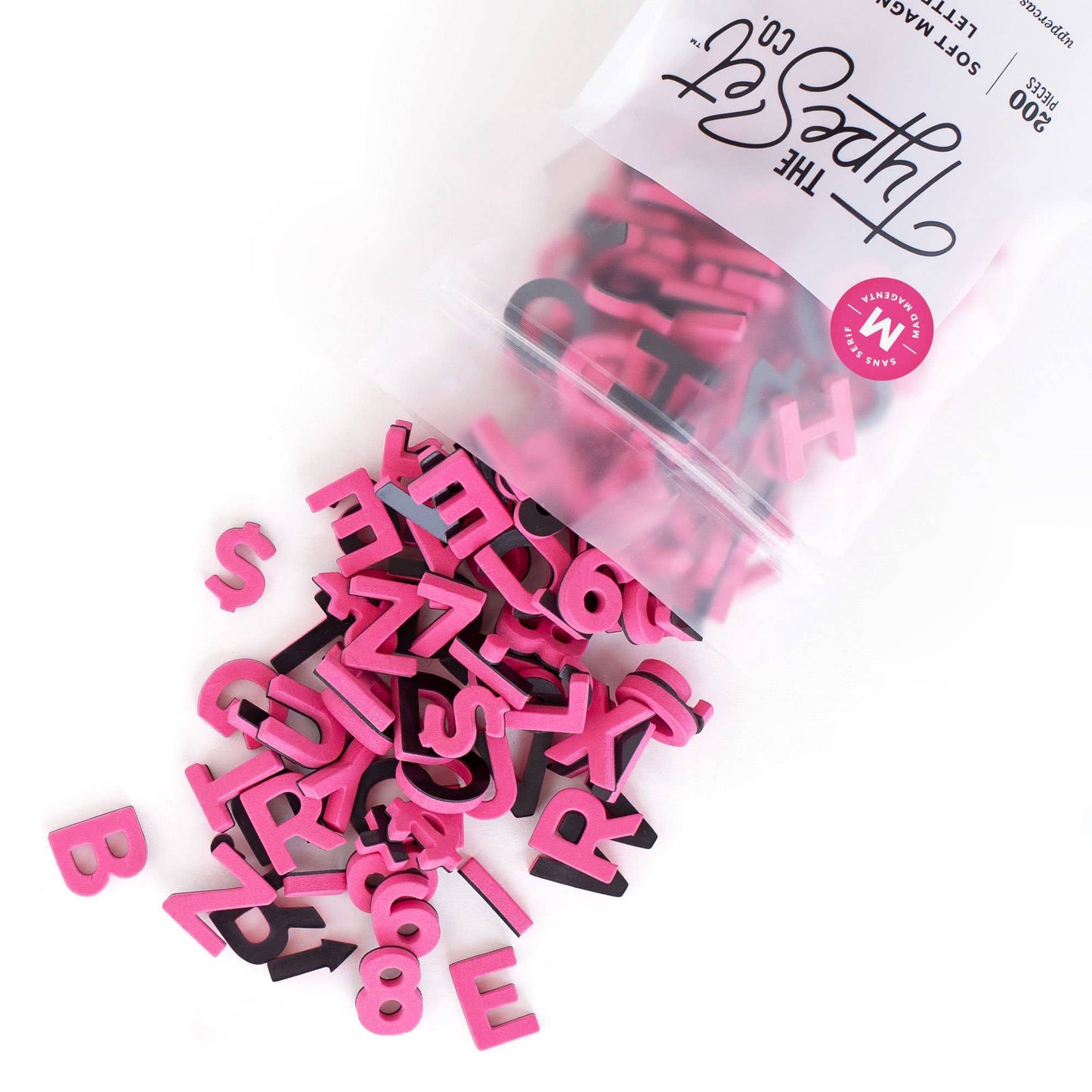 Mad Magenta Type Set Solid-Colored 200pcs 1-inch Magnetic Letters