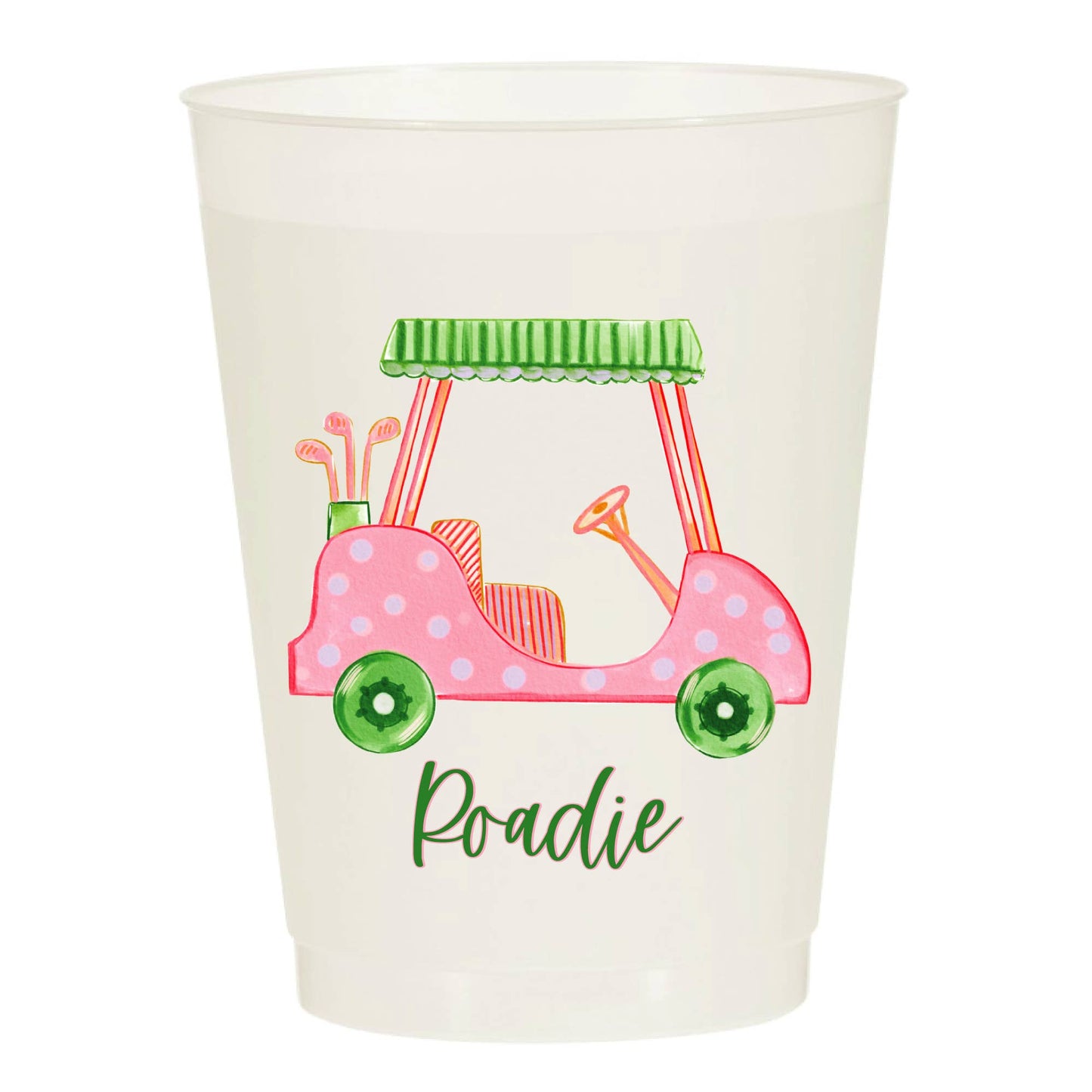 Girly Golf Cart "Roadie" Set of 10 Reusable Cups