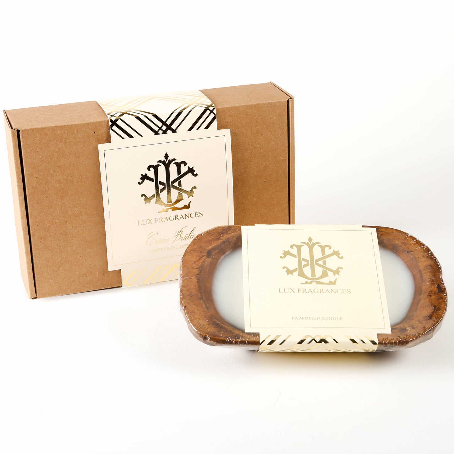 Creme Brulee 3 wick dough bowl Gift Boxed Candle LUX FRAGRANCES
