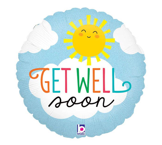 18" Get Well Soon Sun Foil Balloon