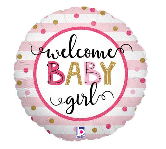 18" Baby Girl Stripes Foil Balloon