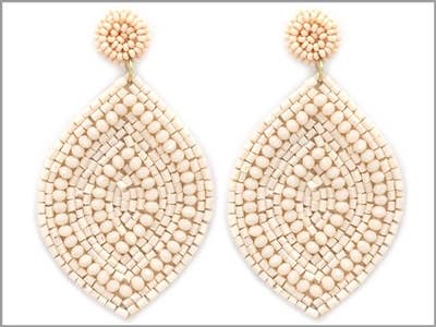 What's Hot - Light Pink Seed Bead Pointed Teardrop 3" Earring