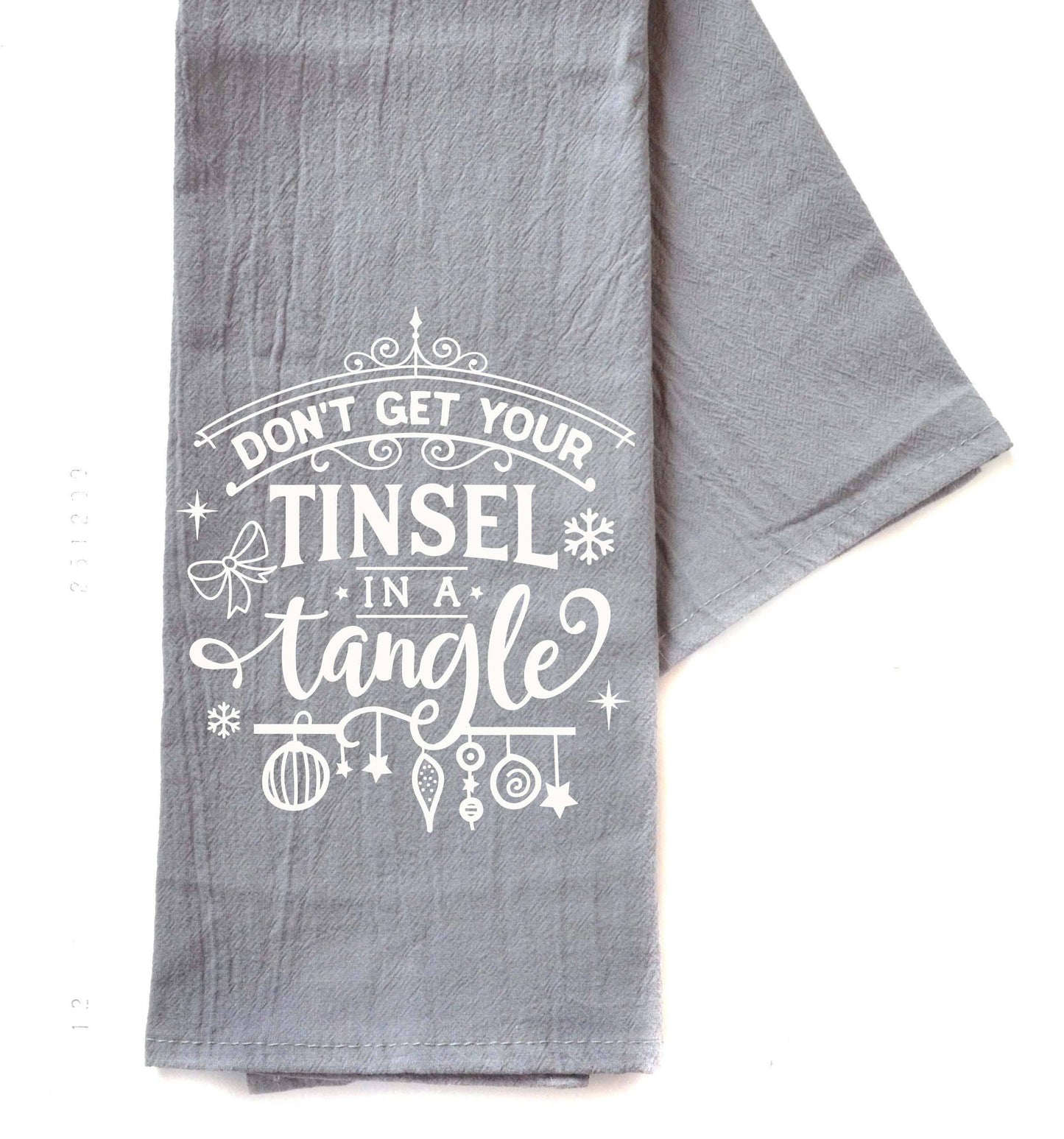 Tinsel in a Tangle Gray Hand Towel