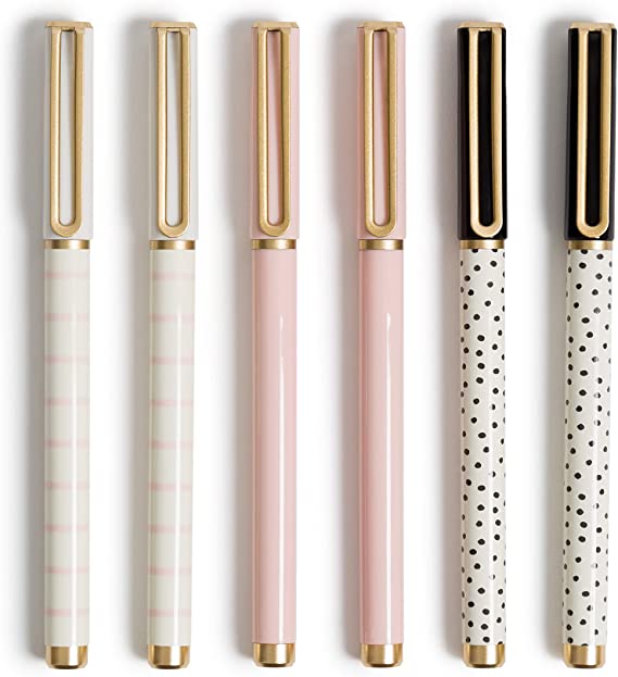 U Brands Chic Catalina Stripes and Dots Felt Tip Pens (Set of 6)