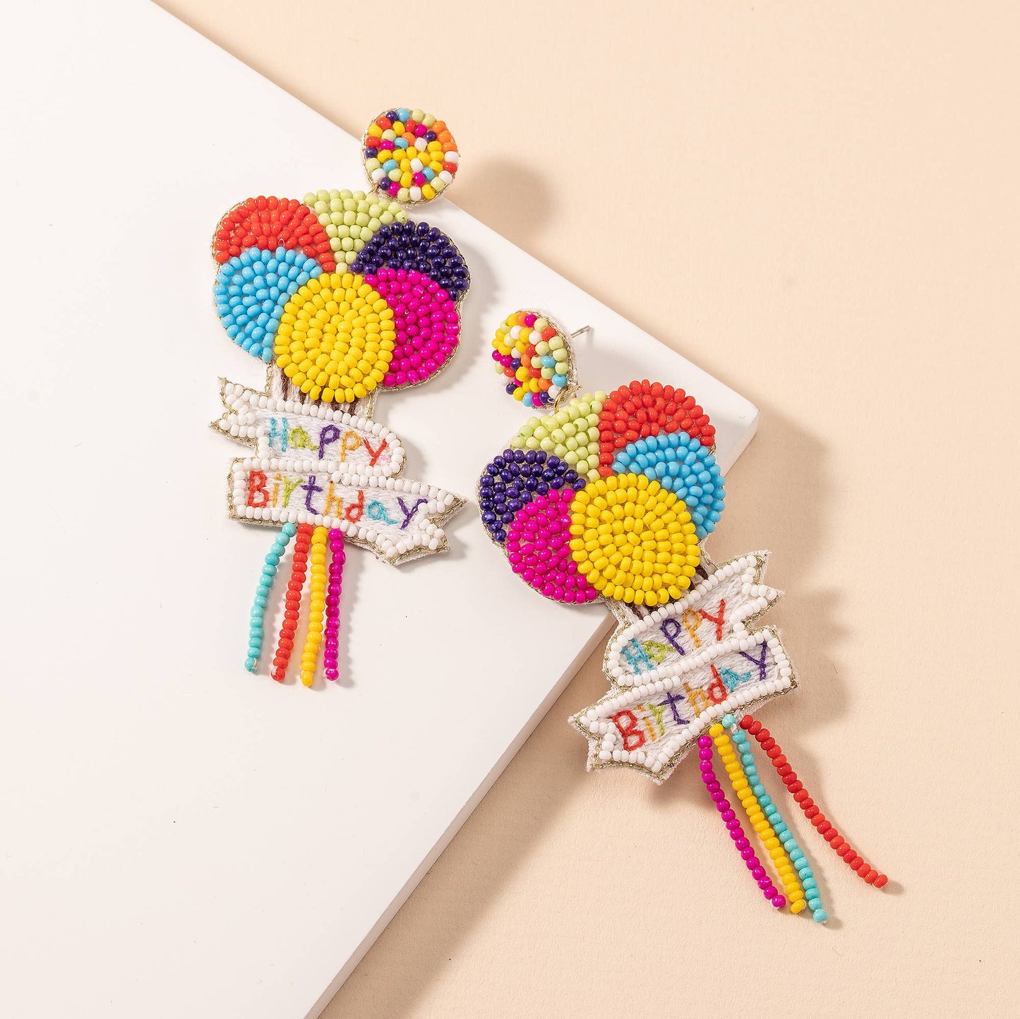 Seed Bead Birthday Balloons Earrings Colorful