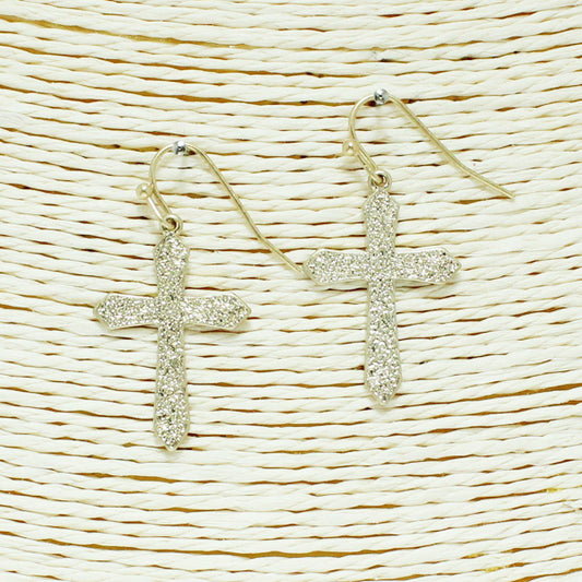 Worn Gold Cross Earrings
