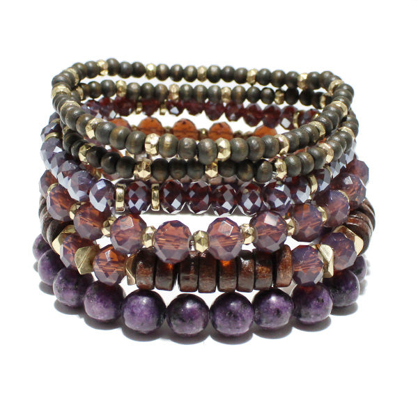 Perfect Purple Beaded Bracelet Set