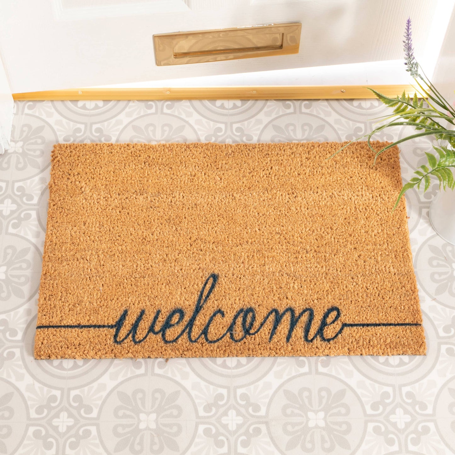 Doormats - Welcome Scribble Blue Doormat