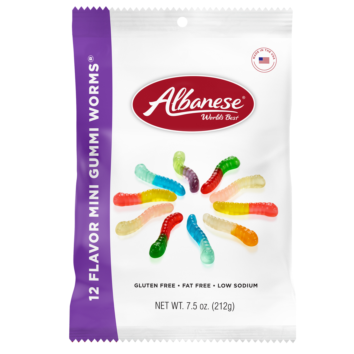 Albanese 12 Flavor Mini Gummy Worms, 7.5oz