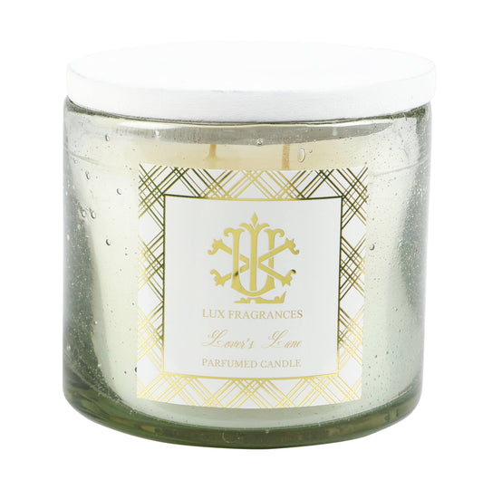 LUX Candle Lover's Lane 12 oz Clear Glass w/white lid