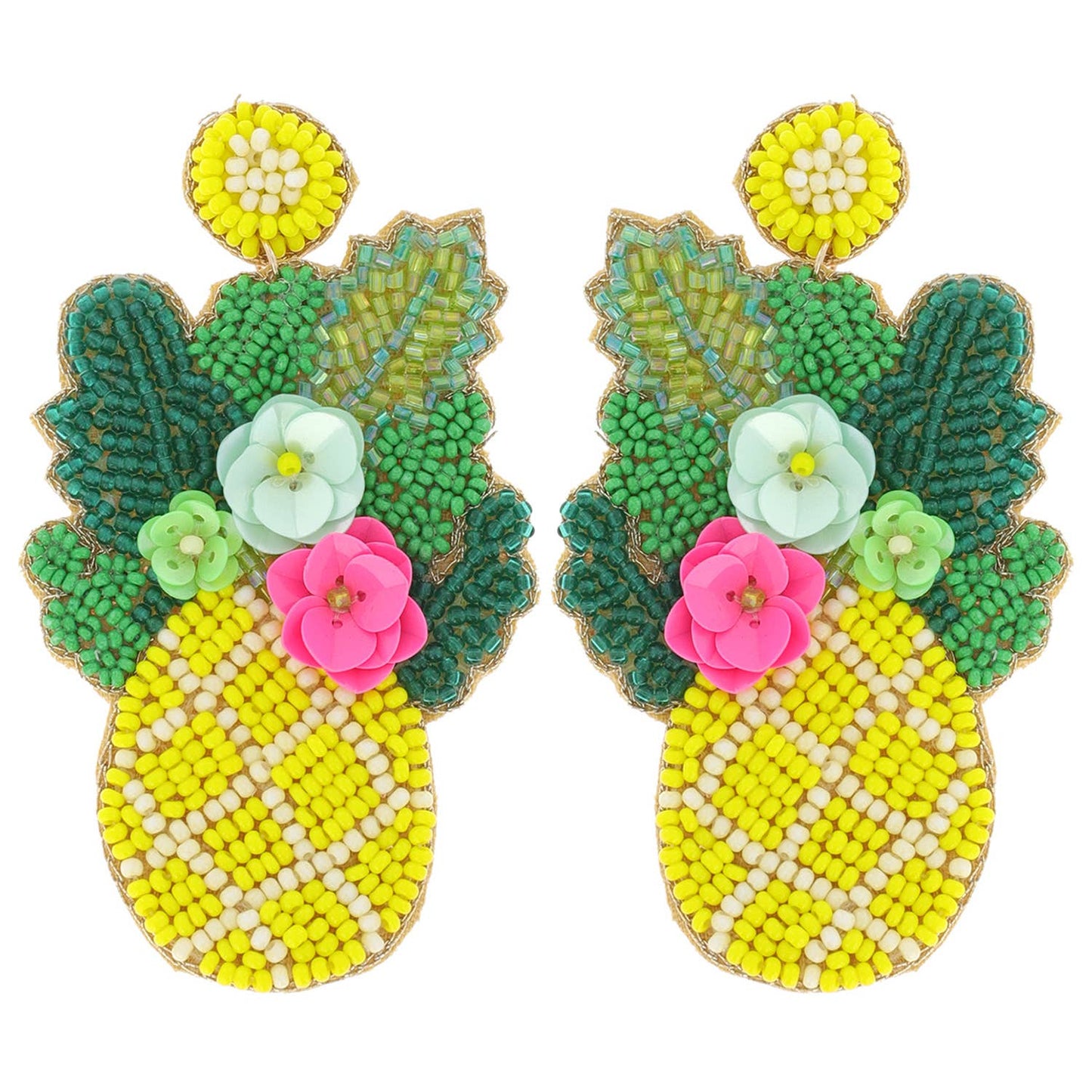 Floral Pineapple Seed Bead Earrings