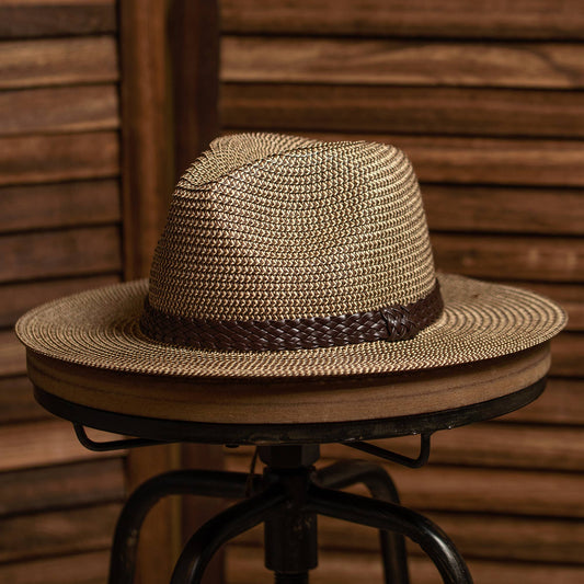 Two Tone Panama Summer Hat - Natural