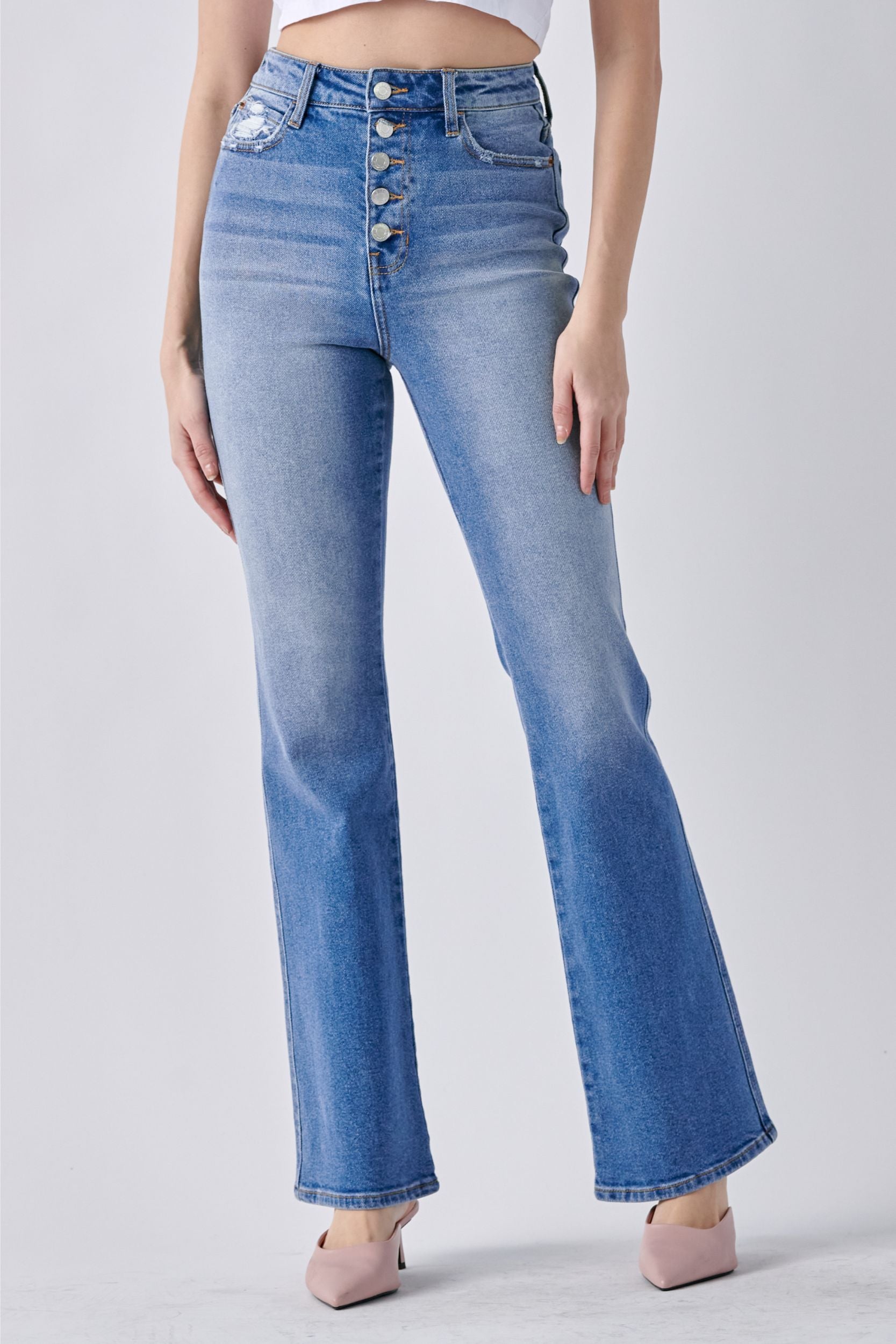 FINAL SALE High Rise 5 Button Bootcut Jeans Shoppe3130