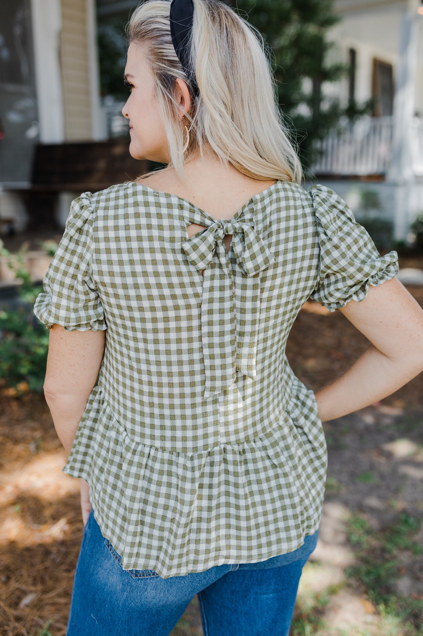 Lexi Back Tie Gingham Top
