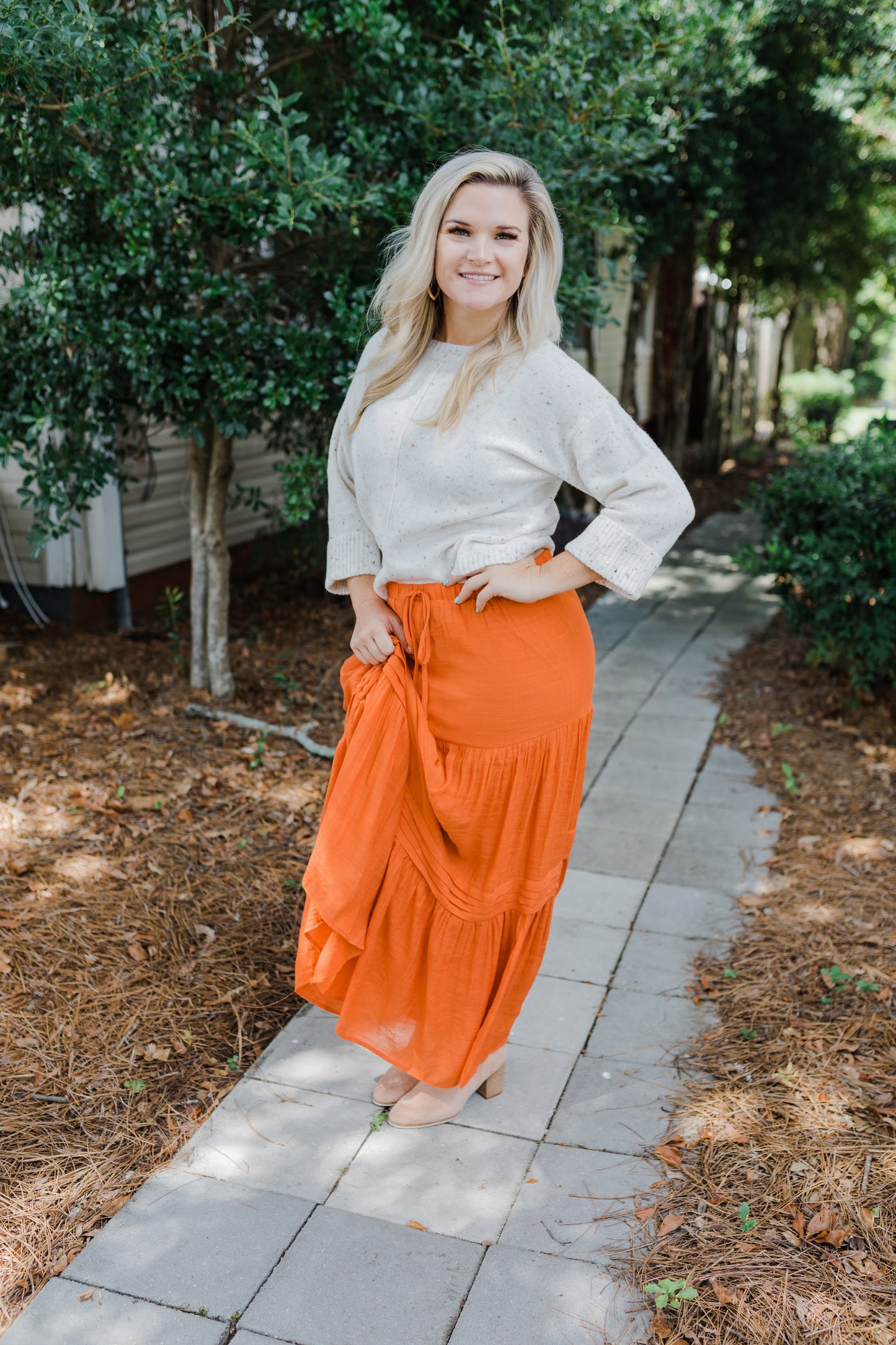 FINAL SALE Blakely Tiered Maxi Skirt with Pintuck Detail