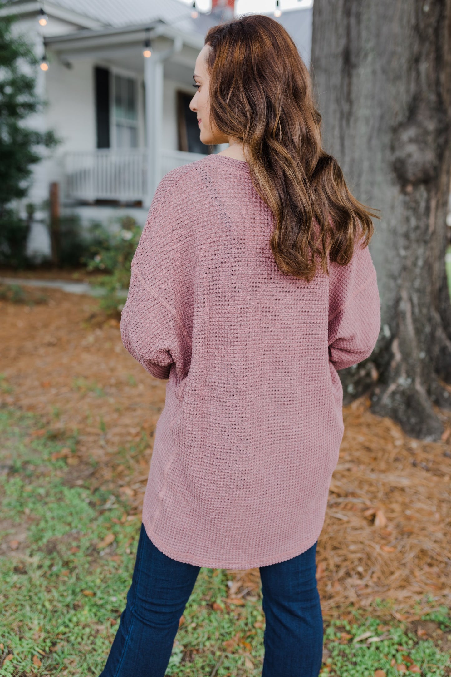 Maybe Today Mauve Waffle Knit Top