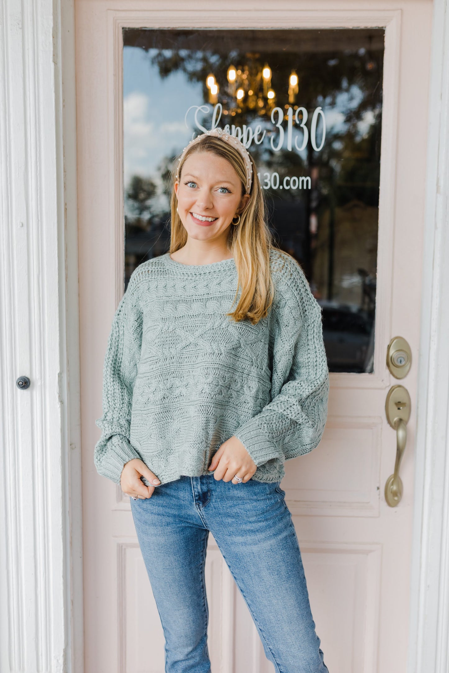 Elise Cable Knit Distressed Sweater